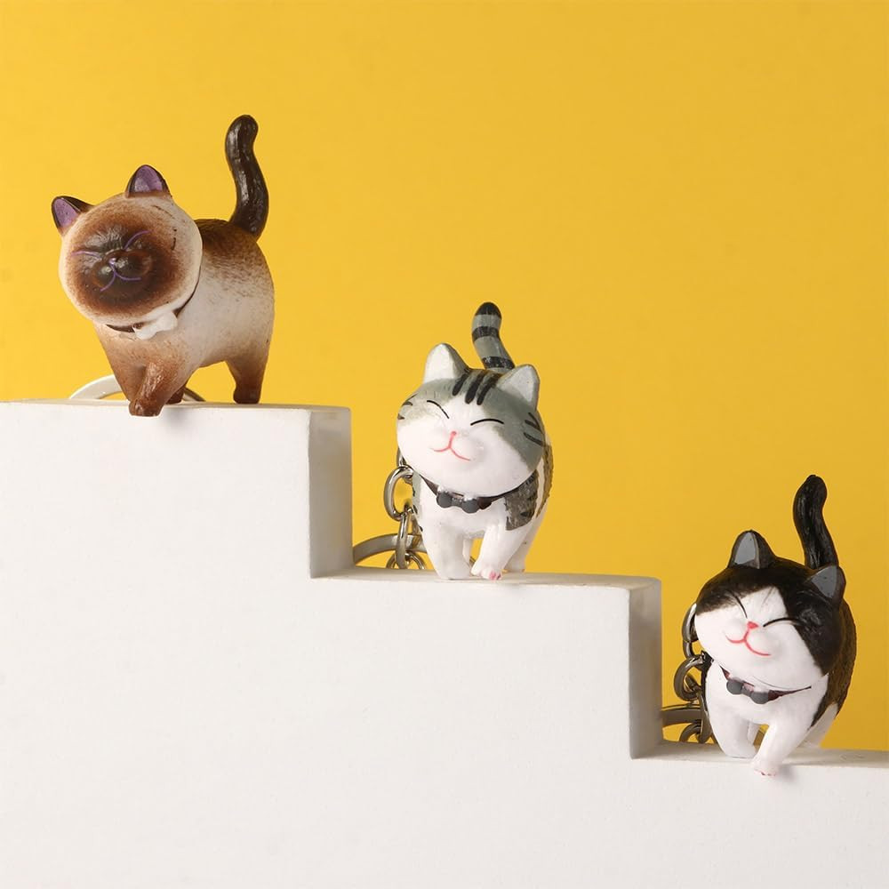 น่ารักการ์ตูนเดินแมว Key Chain Kawaii ญี่ปุ่น Bobtail ลูกแมวพวงกุญแจสัตว์น่ารักรถ Key ผู้ถือสาวกระเป๋าเป้สะพายหลังจี้ - รูปที่ 2