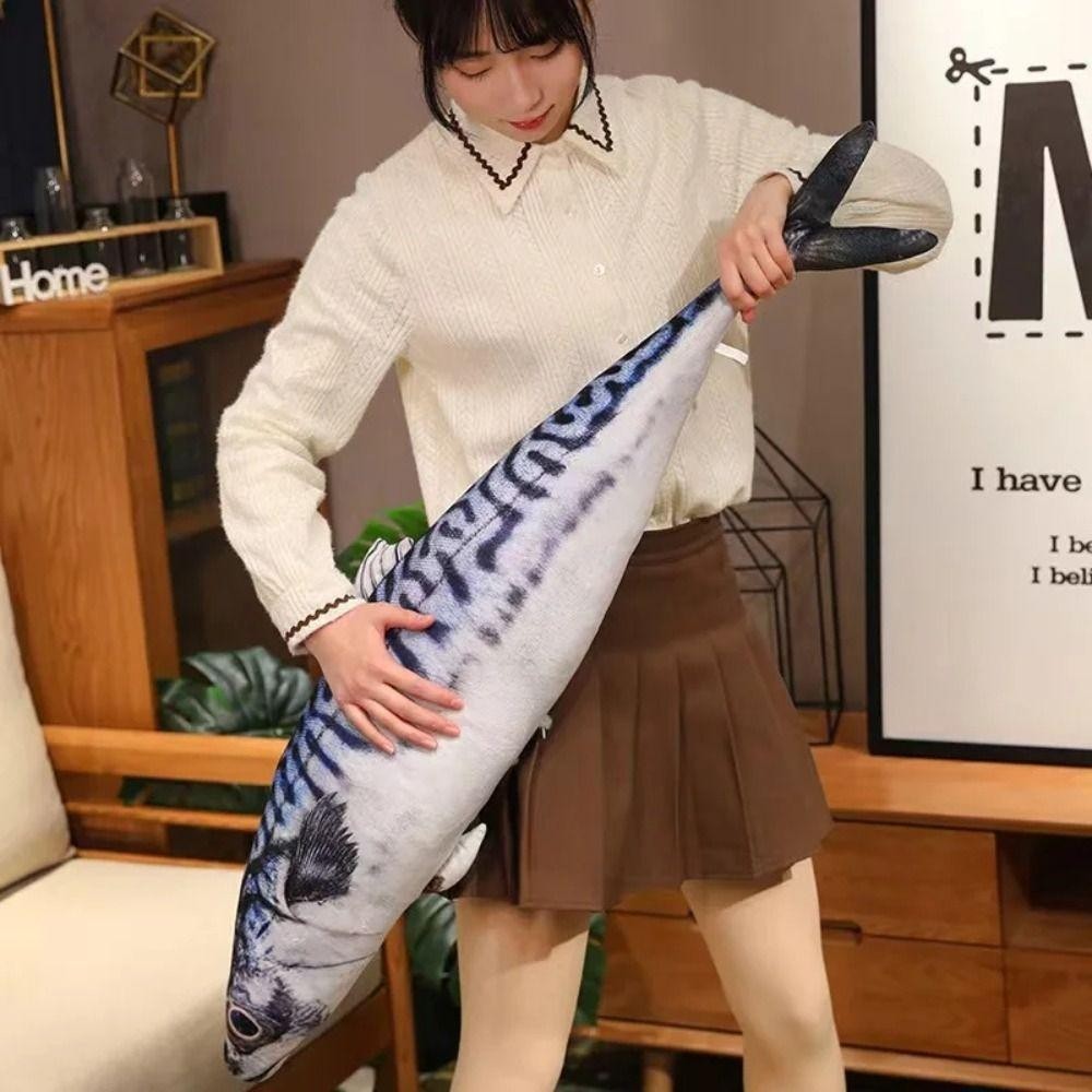 WELLNESSSPOT จําลองปลาทะเลของเล่นตุ๊กตา, PP ผ้าฝ้ายยัดไส้ปลาทะเลยัดตุ๊กตา, อะนิเมะหมอนตุ๊กตานุ่มปลาแซลมอน Saury ปลานอนหมอนตุ๊กตาห้องนอน - รูปที่ 7