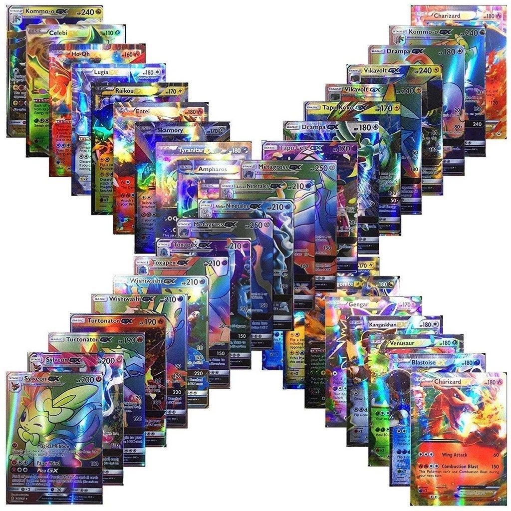 100 ชิ้น/กล่องการ์ดโปเกมอนของเล่น 100VMAX GX EX MEGA Battle เวอร์ชันภาษาอังกฤษ Charizard Pikachu การ์ดผู้ใหญ่เด็กของเล่น thumbnail 7