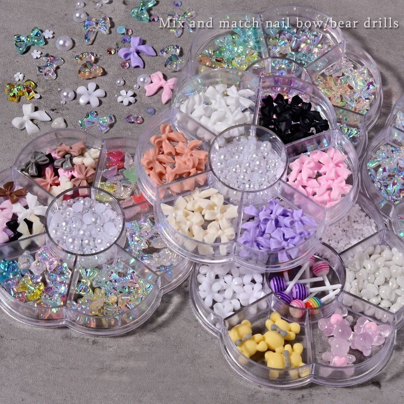 อุปกรณ ์ เสริมสําหรับตกแต ่ งเล ็ บ 3D รูปโดยดอกไม ้ / bear/ butterfly/ butterfly diy