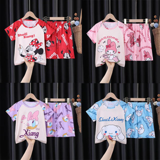 ชุดนอนเด็กผู้หญิงแขนสั้นขาสั้น ลายการ์ตูนผ้าดี ลายสวย(cn222)
