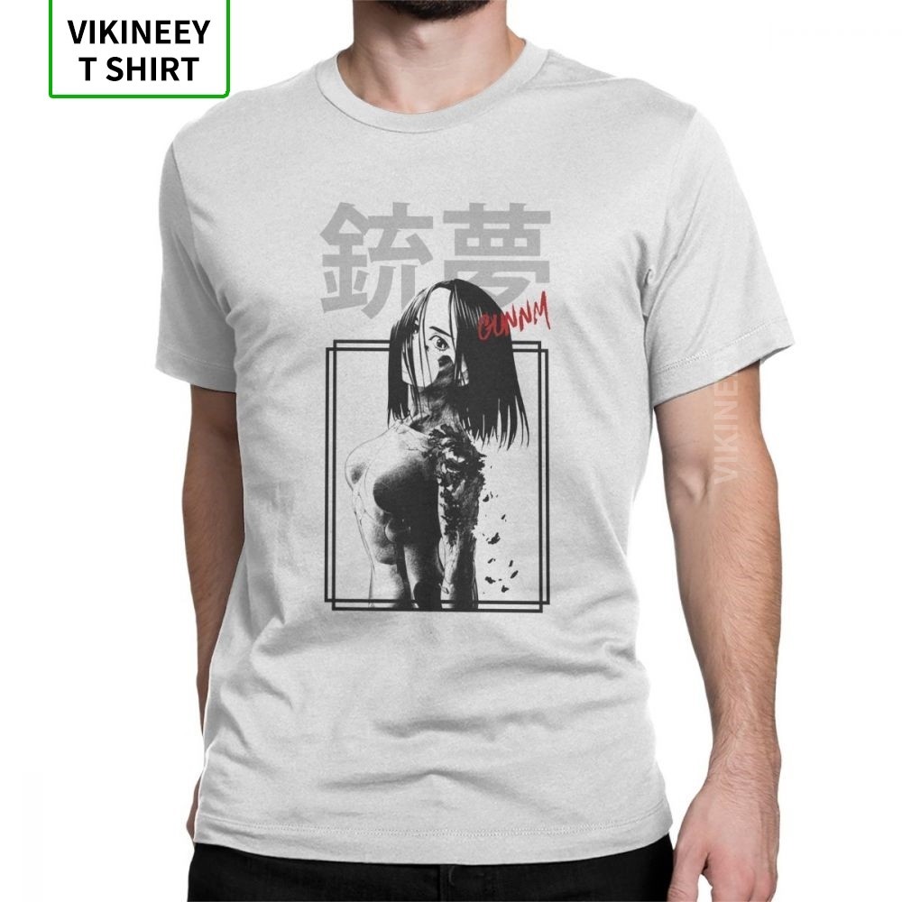 Battle Angel Alita Gunnm การ์ตูนภาพยนตร์อะนิเมะเสื้อยืด Man แขนสั้น Vintage Tees รอบคอผ้าฝ้ายเสื้อผ้