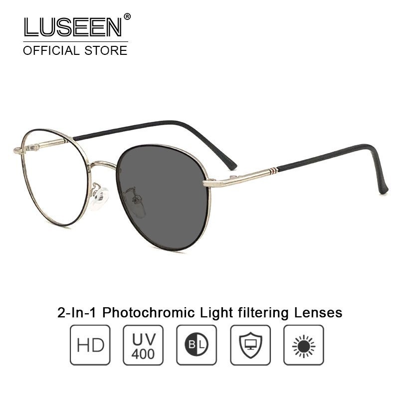 LUSEEN Cermin Mata Photochromic Eye Glasses For Women And Man Replaceable Lens Eyewear AG2223