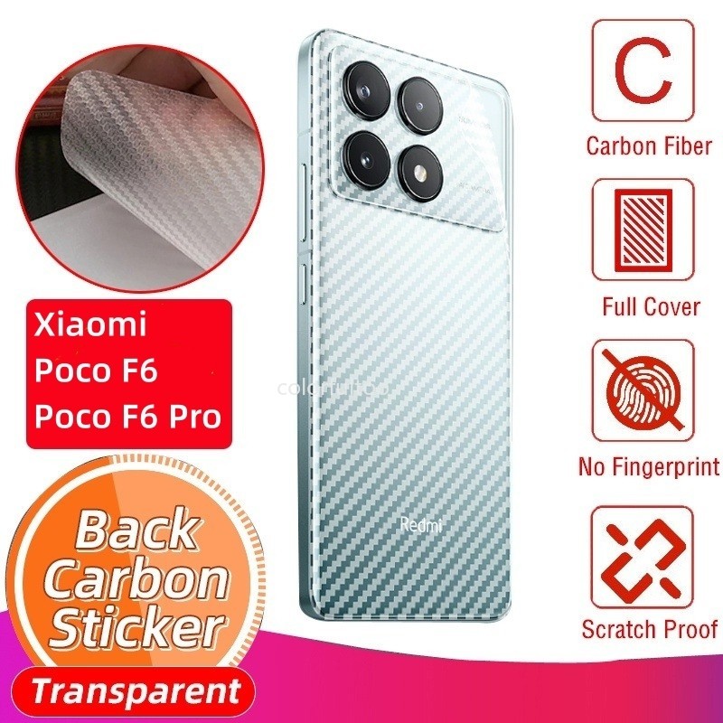 1-3pcs Matte กลับฟิล์มสําหรับ Xiaomi Poco F6 Pro F6Pro F 6 PocoF6 PocoF6Pro 5G คาร์บอนไฟเบอร์ปกหลัง Anti-Scratch ป้องกันหน้าจอโปร่งแสง TPU สติกเกอร์ฟิล์มนุ่ม