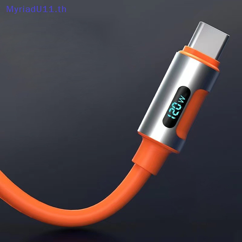 Myriadu 2M 120W จอแสดงผลดิจิตอล USB-C ข้อมูลสาย Super Fast ชาร์จ Type-C อะแดปเตอร์สําหรับ Iphone 15 Pro Max Xiaomi Samsung TH