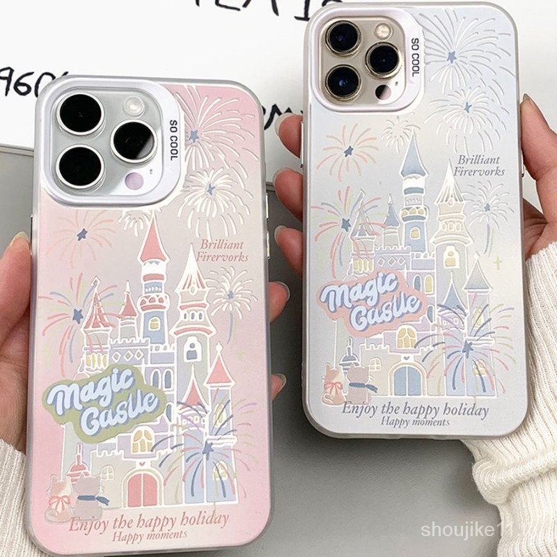 ปราสาทดอกไม ้ ไฟแมวเหมาะสําหรับ Apple 15/14/13 เคสโทรศัพท ์ iPhone12/11Promax7/8plus WLRU