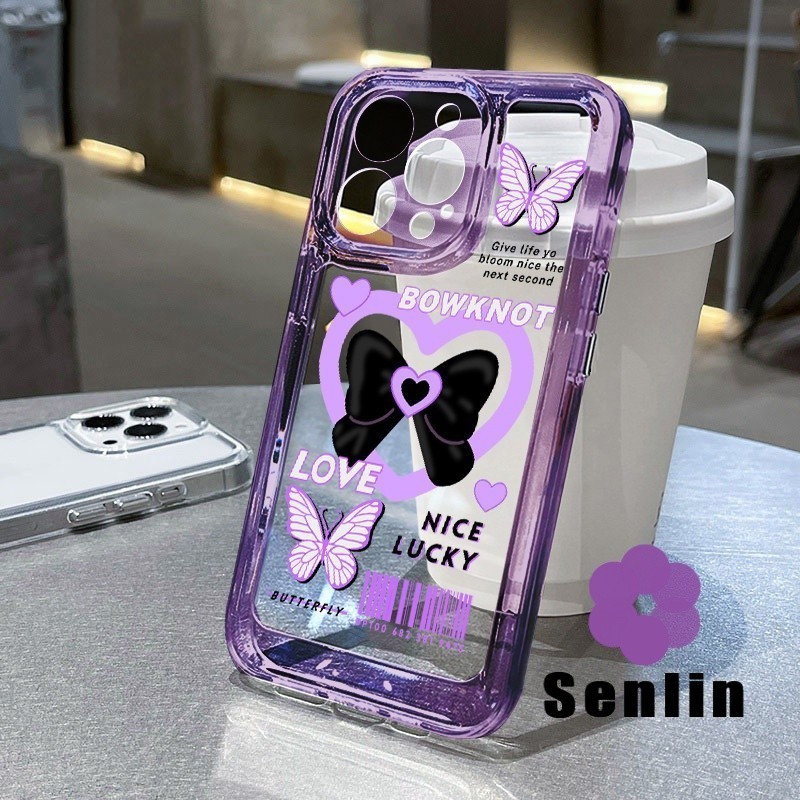 UNGU สีม่วงโบว์โปร่งใสเคสโทรศัพท์สําหรับOPPO A5i Pro C65 A3S A9 2020 A5 A16 A31 A8 A52 A72 A92 A53 A