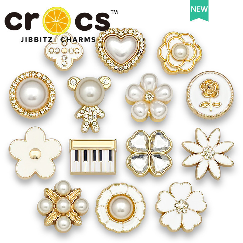 โลหะ jibbitz crocs charm รองเท ้ าหัวเข ็ มขัด Pearl Diamond คุณภาพสูงอัญมณี diy ตกแต ่ งหัวเข ็ มขัดแฟชั ่ นรองเท ้ าอุปกรณ ์ เสริม