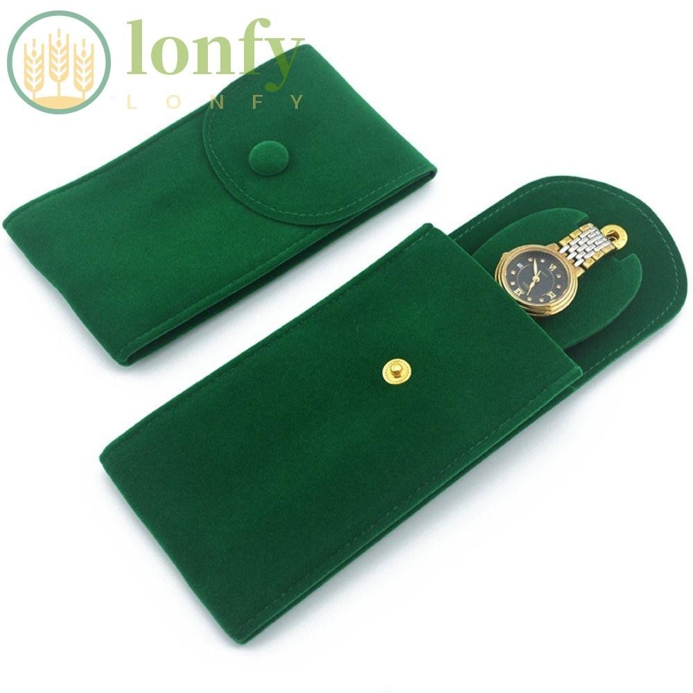 Lonfy Watches Pouch, Flannelette Snap Watch Boxes , Portable Dust Protect Storage Bag Men