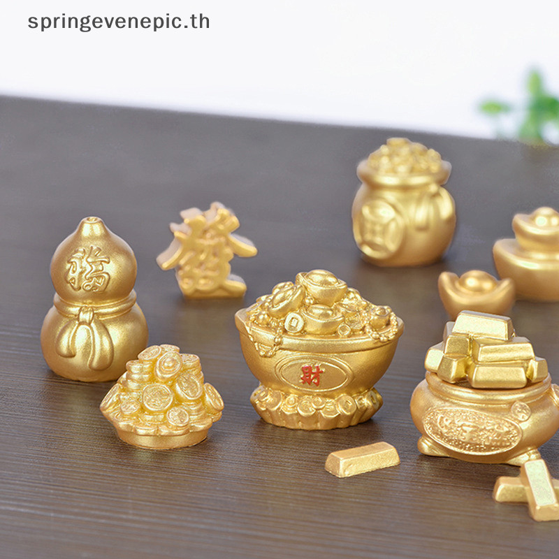 Springevenepic Feng Shui มงคล Fa Cai เงินต้นไม้ทอง Ingot กระเป๋า Lucky Fortune เทศกาลฤดูใบไม้ผลิ Mascot เดสก์ท็อปเครื่องประดับรถตกแต่งบ้านหัตถกรรมใหม่