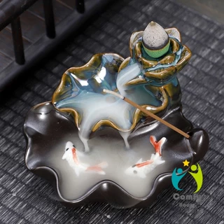 Comfy กระถางธูปกำยานควันน้ำตก สไตล์หิน ดอกบัว incense burner