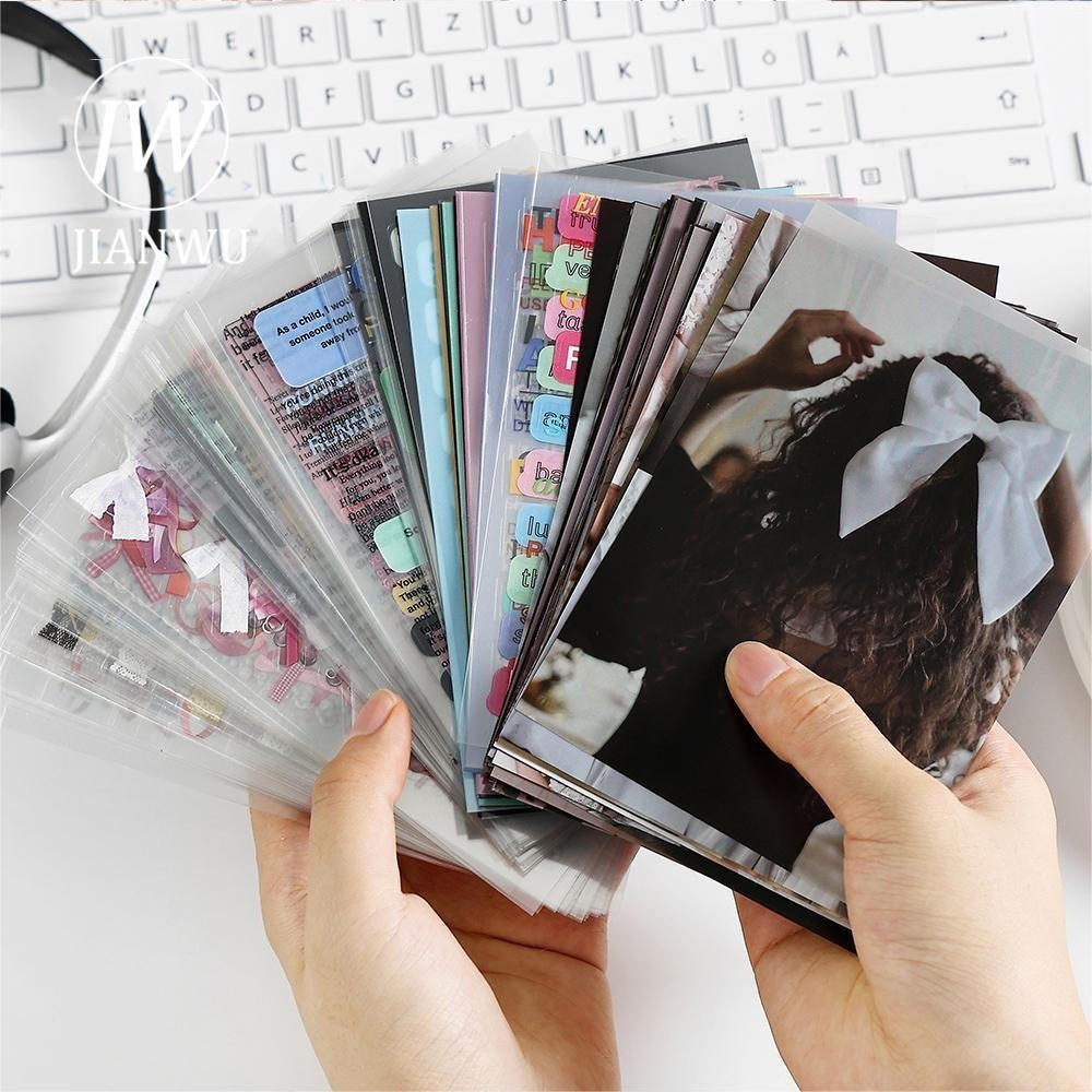 Jianwu 50 แผ ่ นส ่ วนตัวโรแมนติก Series ตัวอักษรข ้ อความ Materia Collage ลูกไม ้ PET สติกเกอร ์ หนังสือ Creative DIY Journal เครื ่ องเขียน