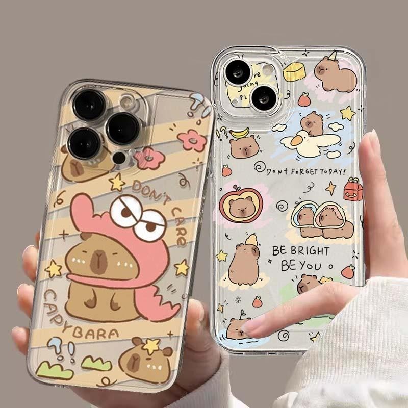 ตลก Capybara สําหรับ OPPO A60 Reno 11F 11 Pro 5 6 7 10 Plus A79 A38 A5S A3S A35 A37 A16 A17 เคสโทรศัพท์การ์ตูนโปร่งใสกรณีกันชนซิลิโคน