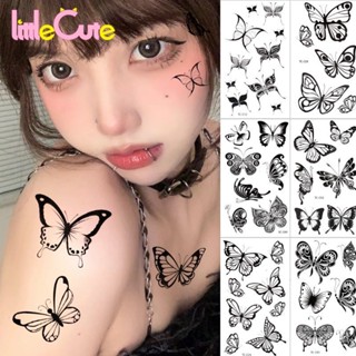 สติ๊กเกอร์รอยสักผีเสื้อสีดํา-กระดาษถ่ายโอนน้ําสติกเกอร์-สติก…