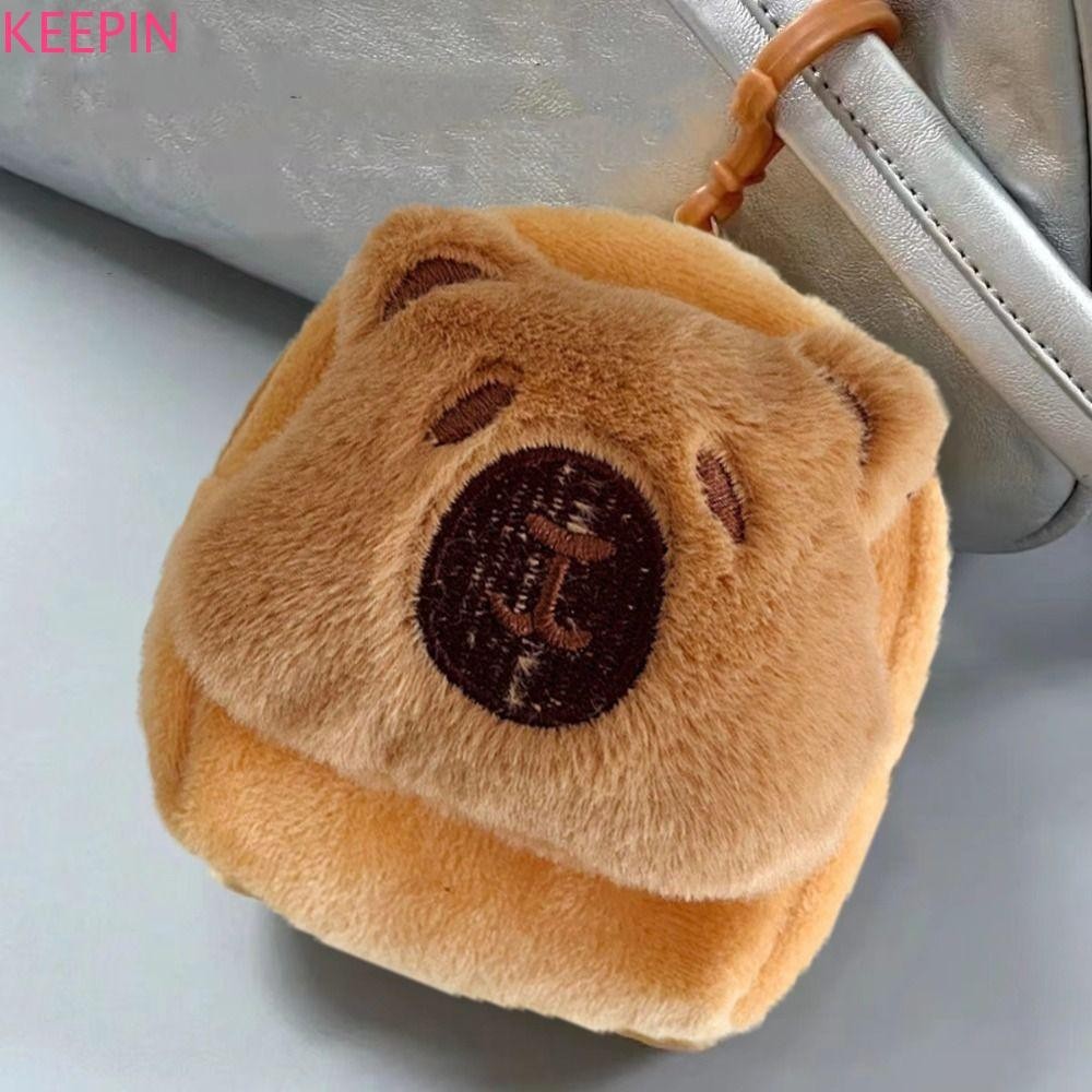 Keepin Capybara กระเป๋าใส่เหรียญตุ๊กตา,การ์ตูนสัตว์น่าเกลียดตุ๊กตาขนาดเล็ก Capybara กระเป๋าถือ,ตลกความจุขนาดใหญ่สไตล์เกาหลีแต่งหน้าลิปสติกกระเป๋า Capybara กระเป๋าหญิง/หญ