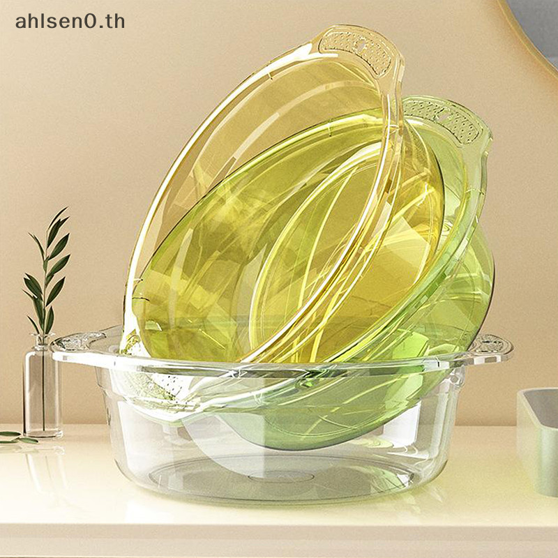 Ahlsen0 1PCS โปร่งใสอ่างล้างหน้านักเรียนหอพักอ่างล้างหน้าแบบพกพาพลาสติกอ่างล้างหน้าในครัวเรือนอ่างล้างหน้า th