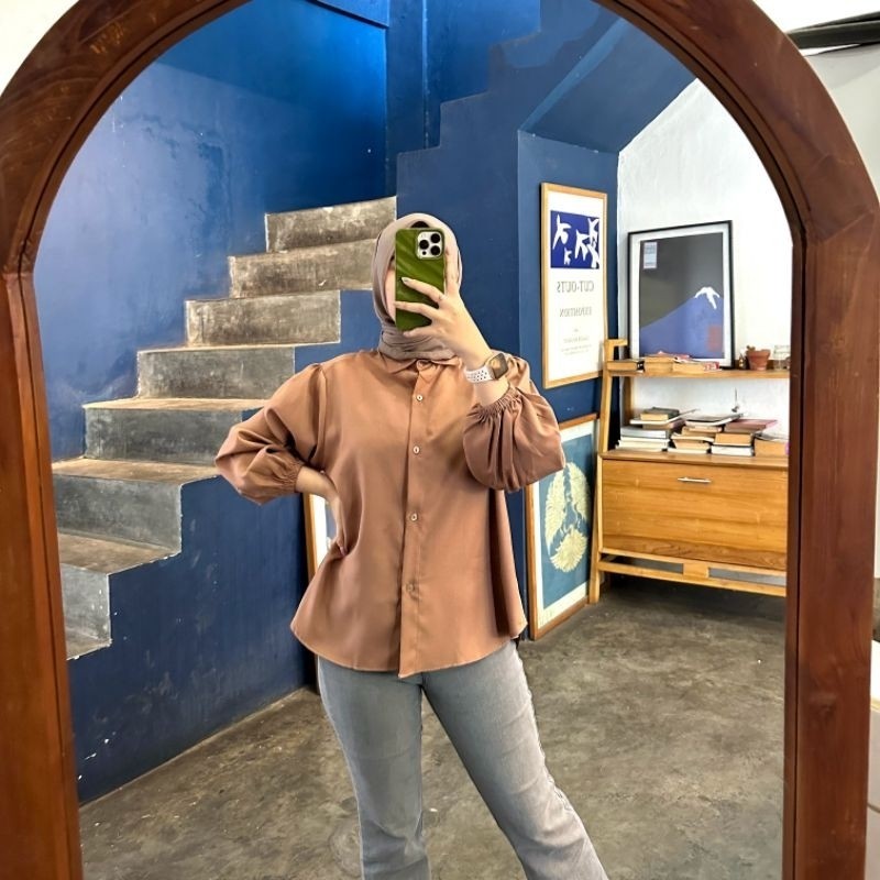 KEMEJA Blouse Shirt Zea Puffy Aura Plain Shakilla Cool