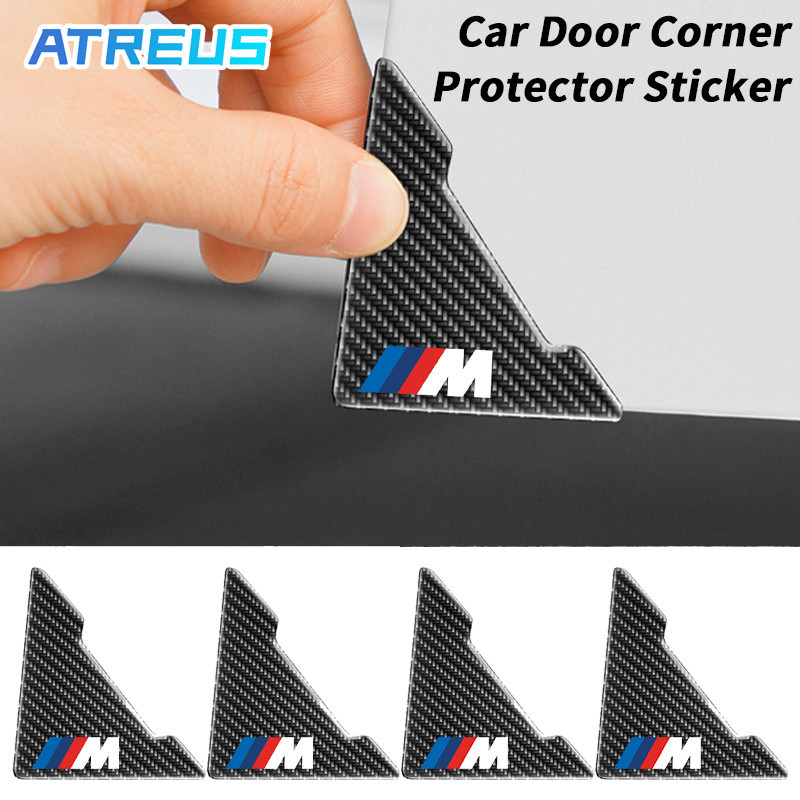 2/4 ชิ้น BMW M รถมุมประตู Protector สติกเกอร์คาร์บอนไฟเบอร์เนื้อประตูรถ Anti Collision Anti Scratch Protector สําหรับ BMW E36 E46 E30 E90 F10 F30 E39 E60 X1 E84 F48 F25 E83 X5 F15