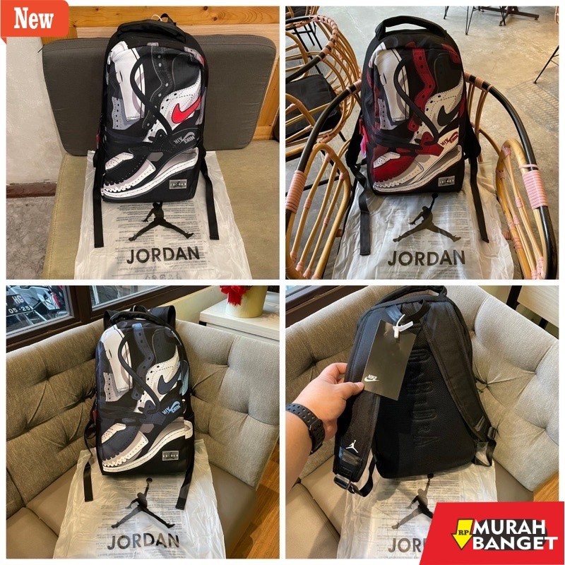กระเป๋าเป้สะพายหลังผู้ชายอินเทรนด์ ((BEST QUALITY) BACKPACK A1R J0RDAN GRAFFITI SHOE ART / BACKPACK 