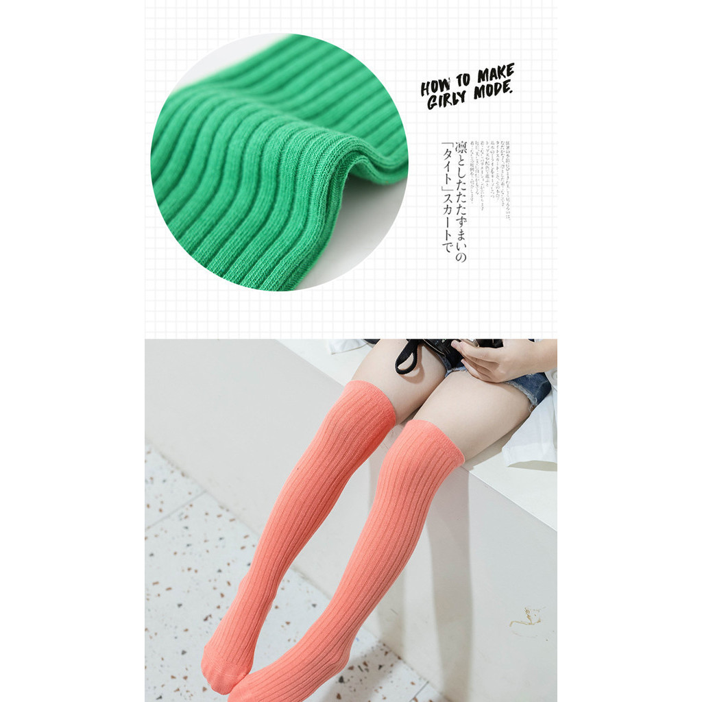 เด็กถุงเท้าเข่าสูงเด็กเด็กผ้าฝ้ายลูกอมสีถุงน่องยาวขาอุ่นถุงเท้าน่ารักสําหรับสาว3-12ย เสื้อผ้าเด็ก - รูปที่ 6