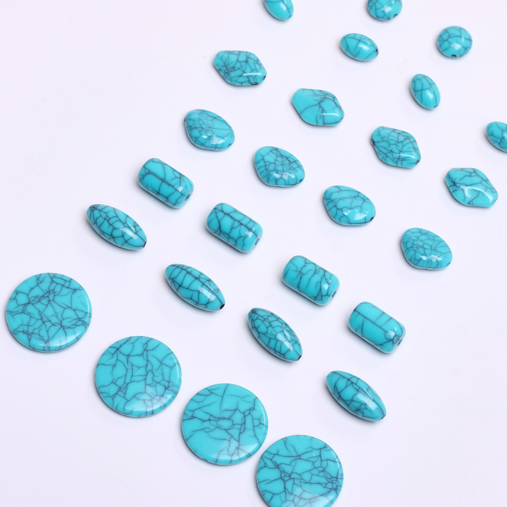 30-5 ชิ ้ น 11-25 มิลลิเมตรเรขาคณิต Spacer ลูกปัดหลวมเลียนแบบ Turquoises DIY สําหรับสร ้ อยคอเครื ่ องประดับทํา Charms อุปกรณ ์ เสริม