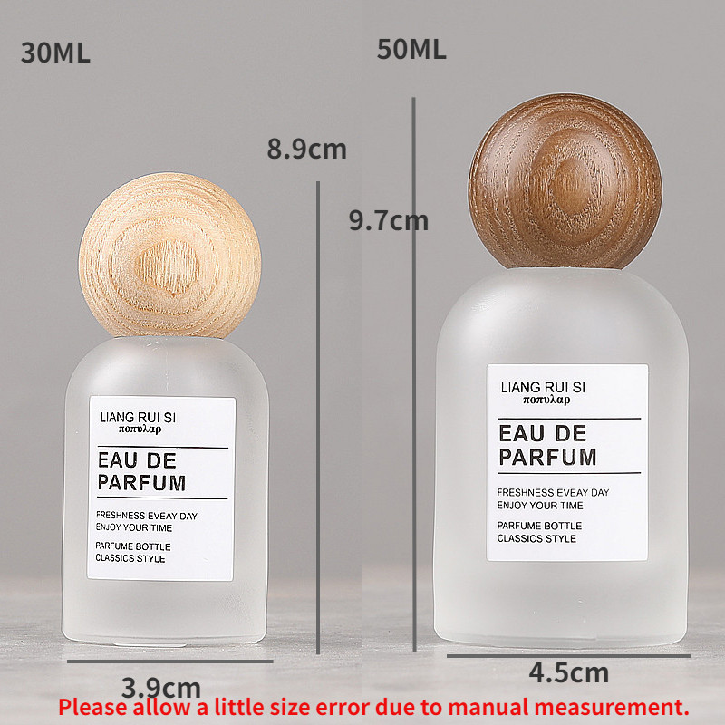 30/50ml สีขาว Frosted Glass ขวดสเปรย ์ น ้ ําหอม Empty Travel ขวดรีฟิลพร ้ อมหมวกไม ้
