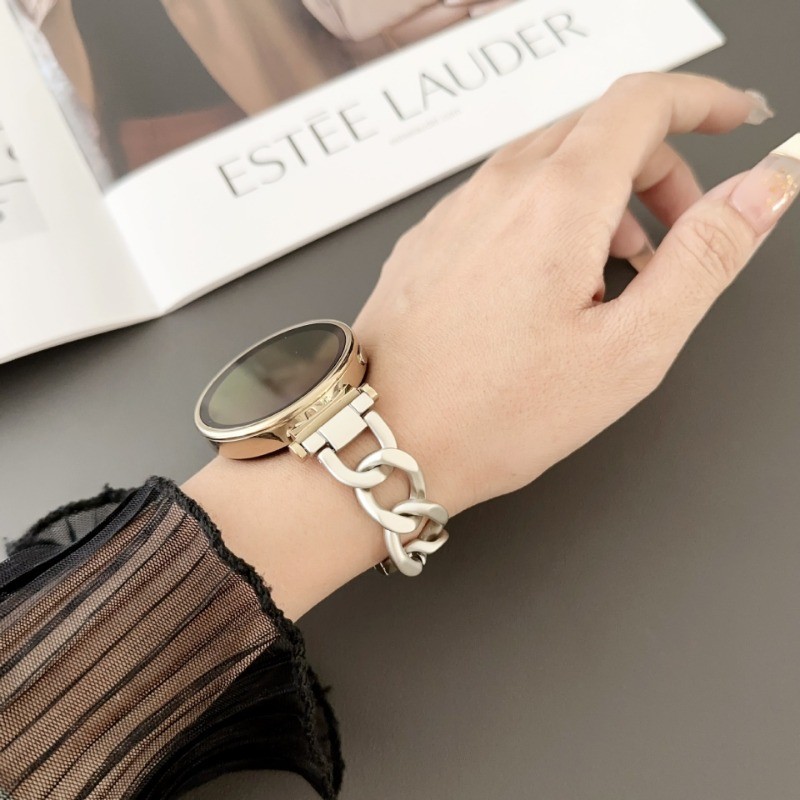 Cclcc 18 มม.20 มม.22 มม.นาฬิกาสมาร์ทฤดูร้อน Hollow Cool สายรัดข้อมือโลหะ,Matte Luxury Denim สร้อยข้อมือสําหรับ HUAWEI นาฬิกา GT4/3/2 46 มม.42 มม.41 มม./Amazfit GTS 2/3/4 mini/GTR 47 มม. - รูปที่ 2