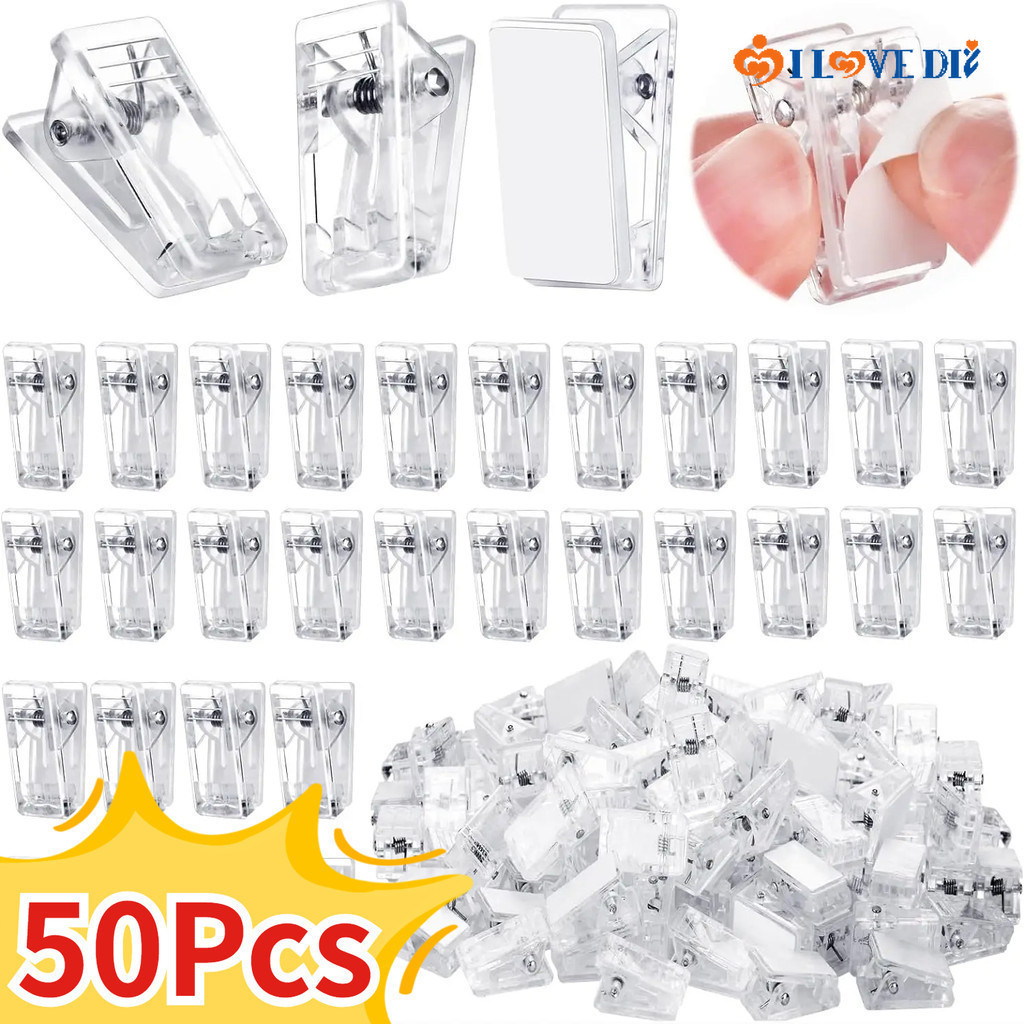 10-50 ชิ ้ น Self-Adhesive คลิปพลาสติกใส - อเนกประสงค ์ แขวน Sticky คลิปสําหรับโฮมออฟฟิศโปสเตอร ์ ภาพ