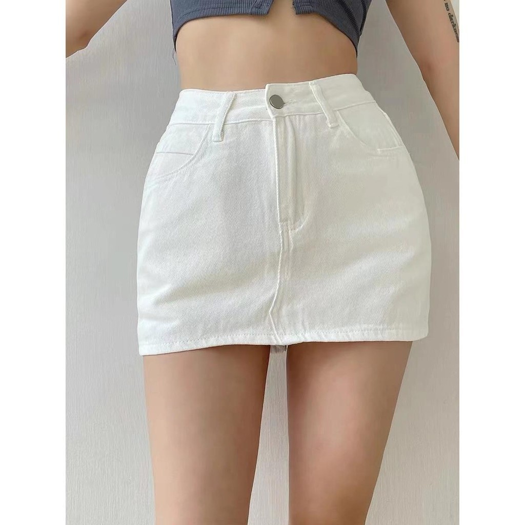 MING-GE  กระโปรงกางเกง ผู้หญิงเอวสูง เกาหลี ใหม่กางเกงขาสั้นป้องกันความล้มเหลวแบบกระดุม