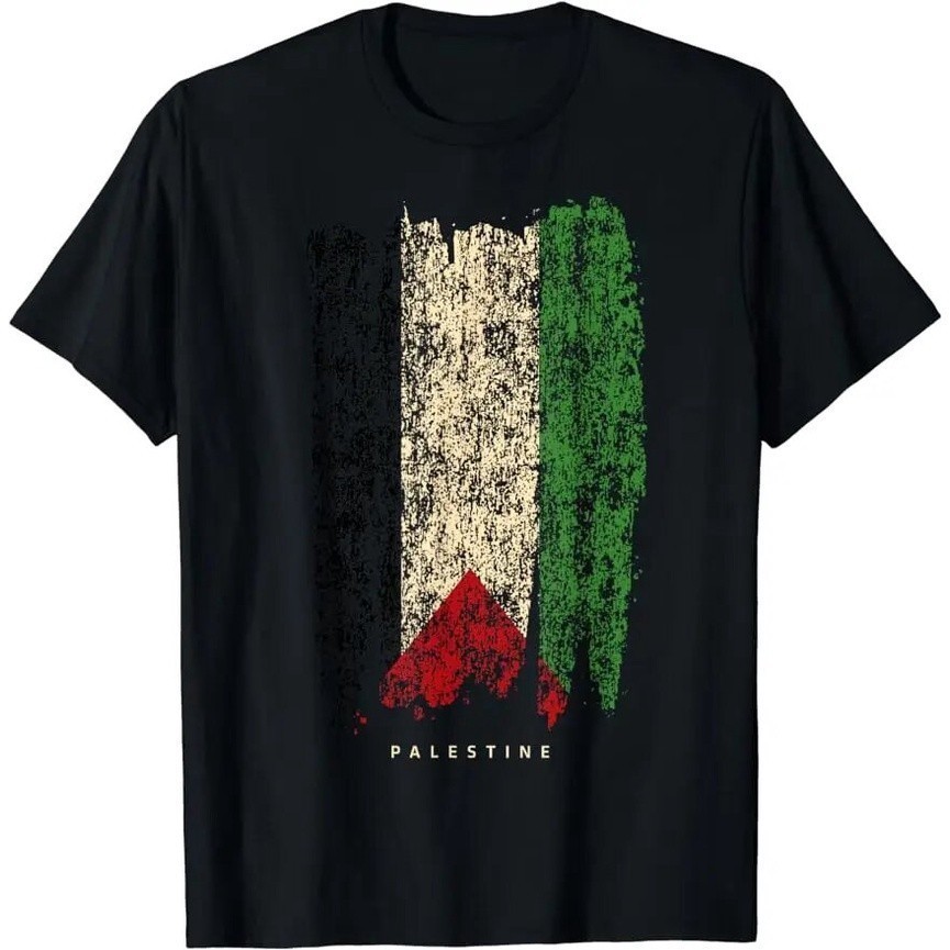 【ส่งจากไทย】 เสื้อยืด พิมพ์ลายธงปาเลสไตน์ กราฟฟิค สไตล์วินเทจ เรโทร  100% Cotton S-5XL