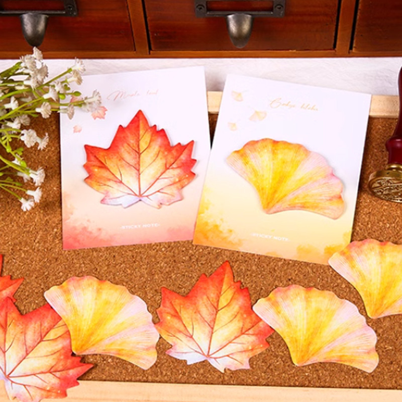 30แผ่นจําลองใบรูปร่างเหนียวบันทึกโรงเรียนสํานักงานแบบพกพาใบสไตล์แผ่นบันทึก