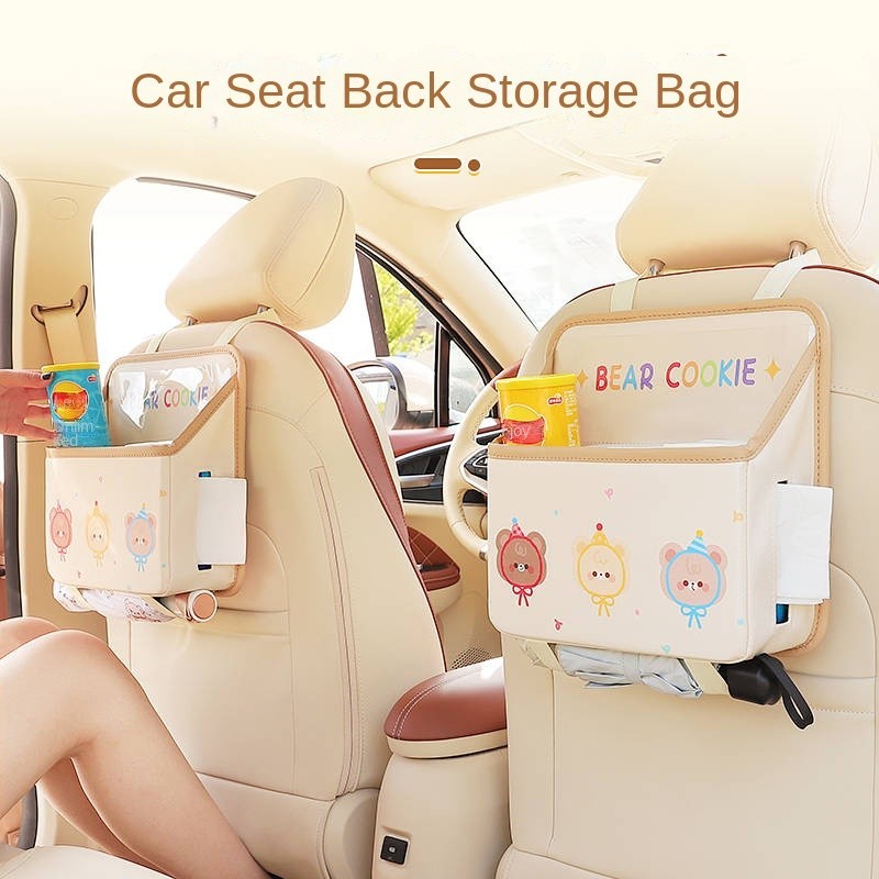 Car Seat Back Buggy Bag Car Seat Back Multi-Functional Hanging Storage Bag Cute Cartoon Vehicle Pouch 43UK