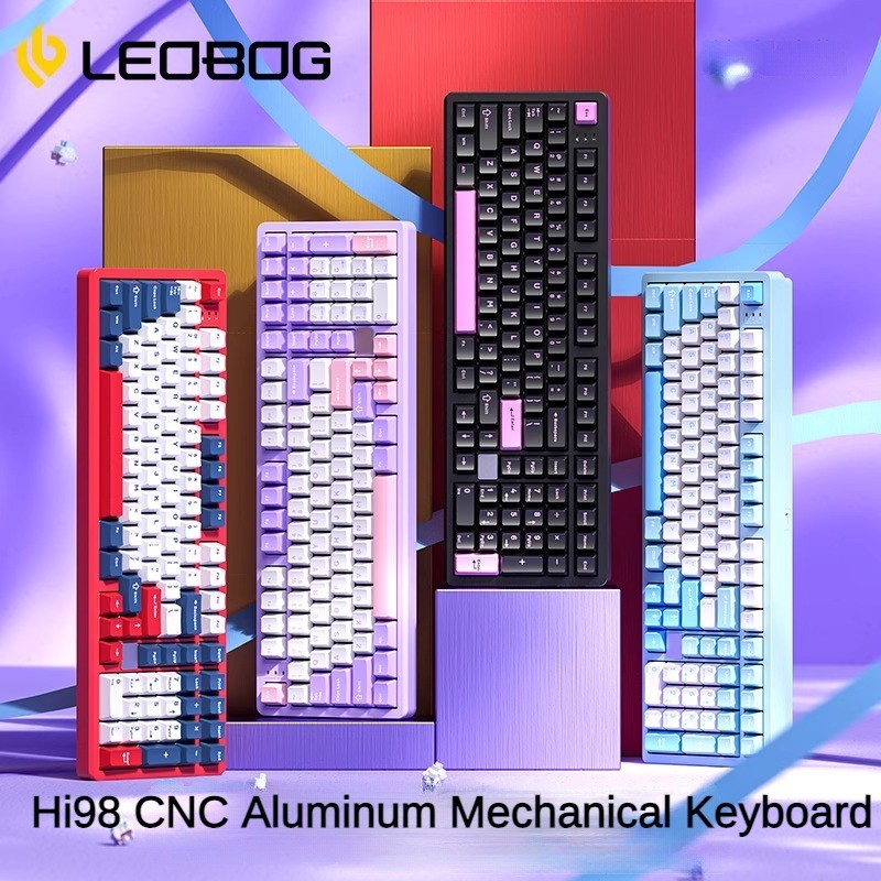 Leobog Hi98 CNC อลูมิเนียมคีย์บอร์ดแบบมีสาย RGB Custom ปะเก็นโครงสร้าง E-sports เกมสํานักงานเฉพาะ