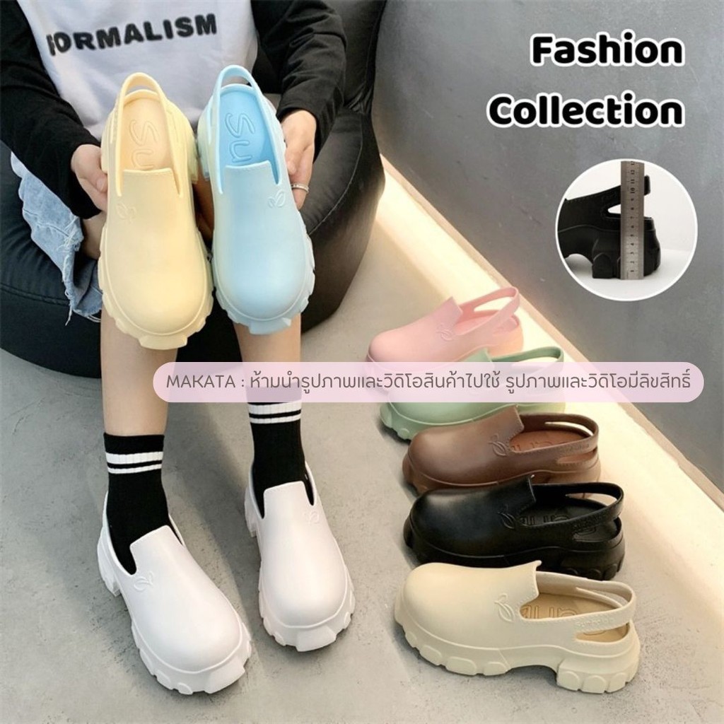 SHO-SUN6677   รองเท้าหัวโต 8 สี รัดส้นเท้า ใส่เที่ยว ใส่ไปคอน เสริมส้นสูง พื้นกันลื่น สีพาสเทล สินค้าพร้อมส่ง