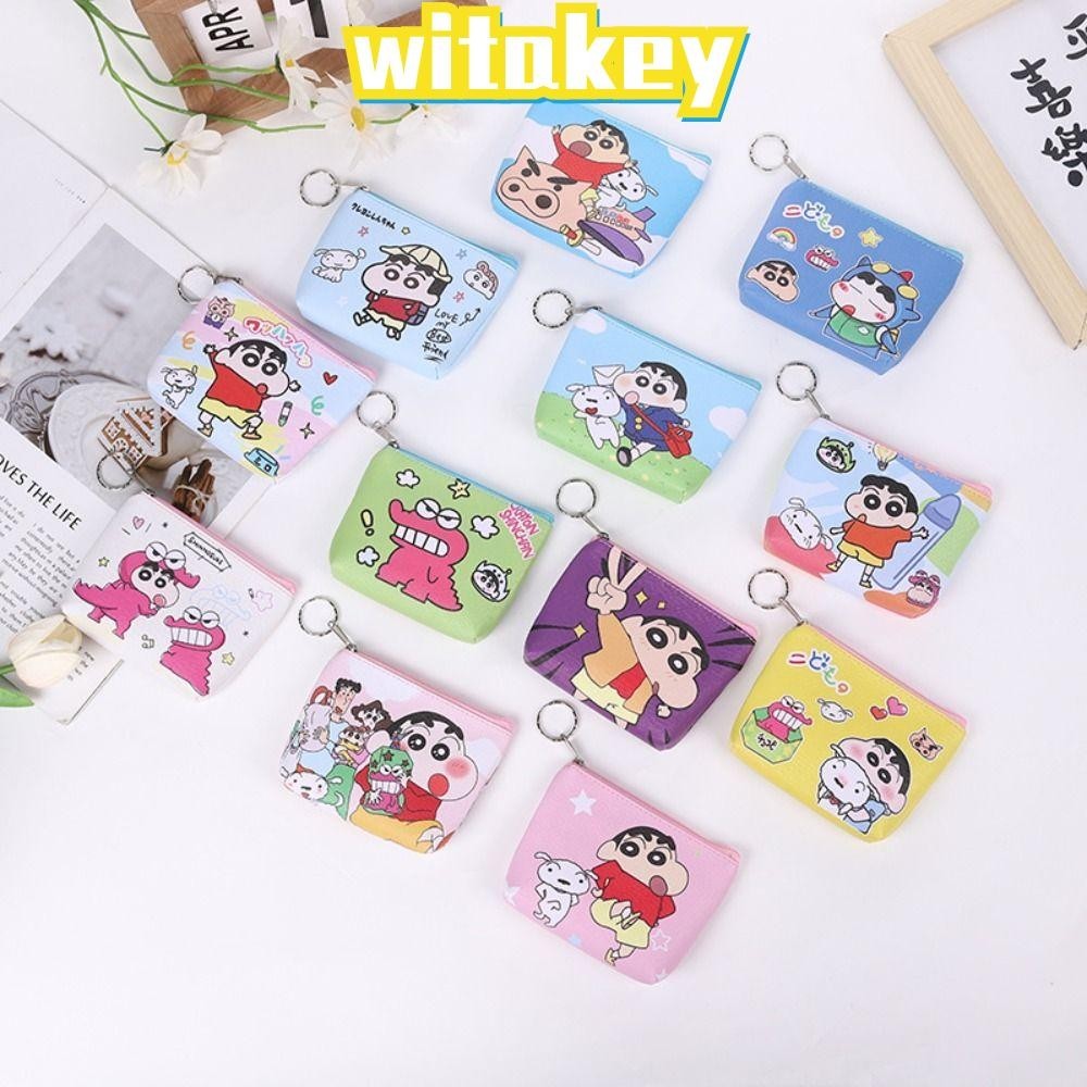 Witakey กระเป๋าใส่เหรียญเครยอนชินจัง, น่ารักอะนิเมะกระเป๋าสตางค์นักเรียน,การ์ตูนกระเป๋าสตางค์เดินทางพวงกุญแจกระเป๋าเก็บที่ชาร์จกุญแจ