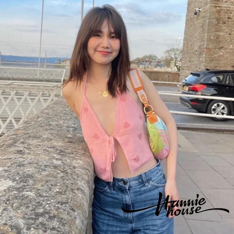 Hanie House- เสื้อกล้ามสายเดี่ยวคอวีคอวีคอวีผู้หญิง