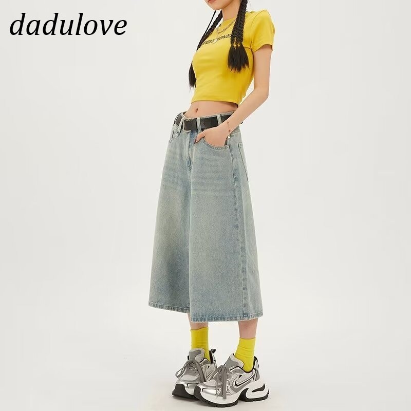 DaDulove New American Ins High Street Retro Denim Shorts Niche High Waist Wide Leg Pants Large Size Hot Pants