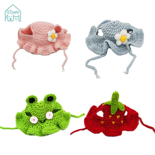หมวกสัตว์เลี้ยงที่ละเอียดอ่อน Hemming จี้ตกแต่งความยืดหยุ่นสูงน่ารักสัตว์เลี้ยงสายรัดปรับได้ถักหมวกสําหรับงานปาร์ตี้สุนัข Headwear