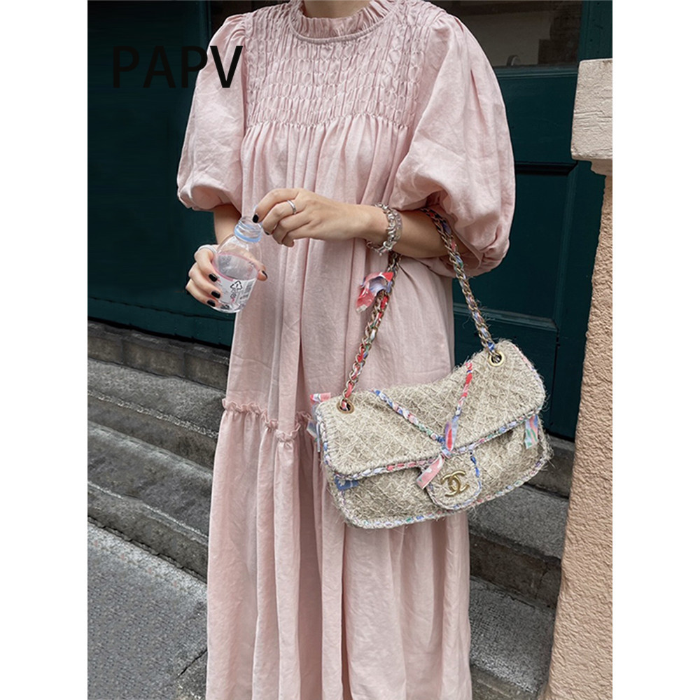 Papv Chic Rugged Loose Ear Edge Short Sleeved Dress 3906