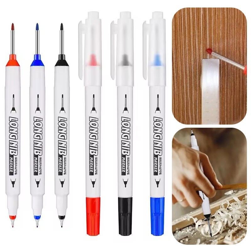 1/3/5 ชิ้น 20 มม. Long Tip Deep Hole Markers / ปากกามาร์กเกอร์แห้งเร็วกันน้ํา / ปากกางานไม้สองหัว