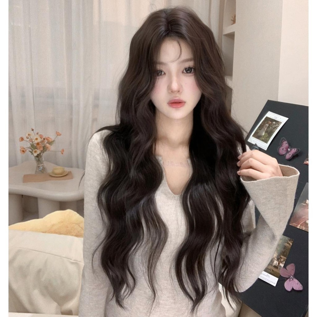 วิกผมกึ่งทอมือลอนคลื่นสีน้ำตาลเข้ม (ยาว 80 cm) *รุ่นที่ 5 นวัตกรรมใหม่ล่าสุด* GDS Wigs