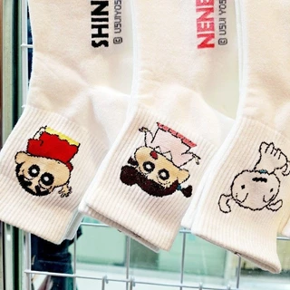 เกาหลี Dongdaemun Crayon Shin-Chan ผู้ชายผู้หญิงกลางหลอดถุงเท้าฤดูใบไม้ร่วงฤดูหนาวสบายๆน่ารักการ์ตูนรูปแบบ ins