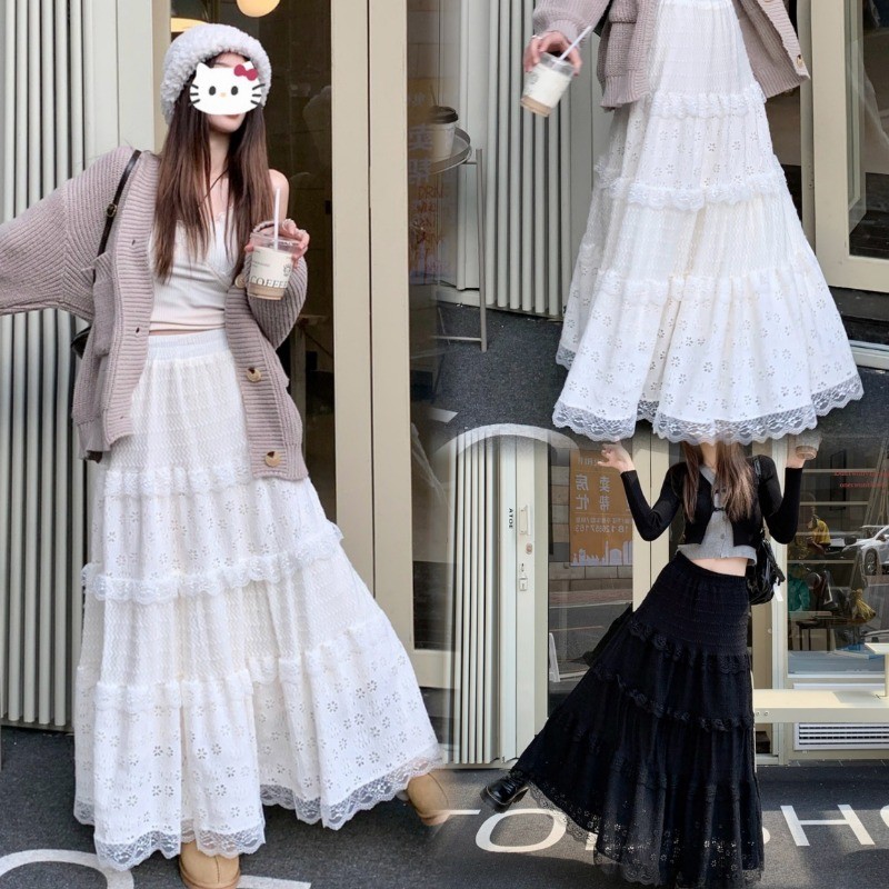 Couture (ส่งจากกรุงเทพฯ) กระโปรงทรงเอ สไตล์ เกาหลี กระโปรง  น่ารักๆ ดีเทลงาน ลูกไม้ลูกใจ ใส่แล้วพริ้ว หุ่นไหนก็ใส่สวย