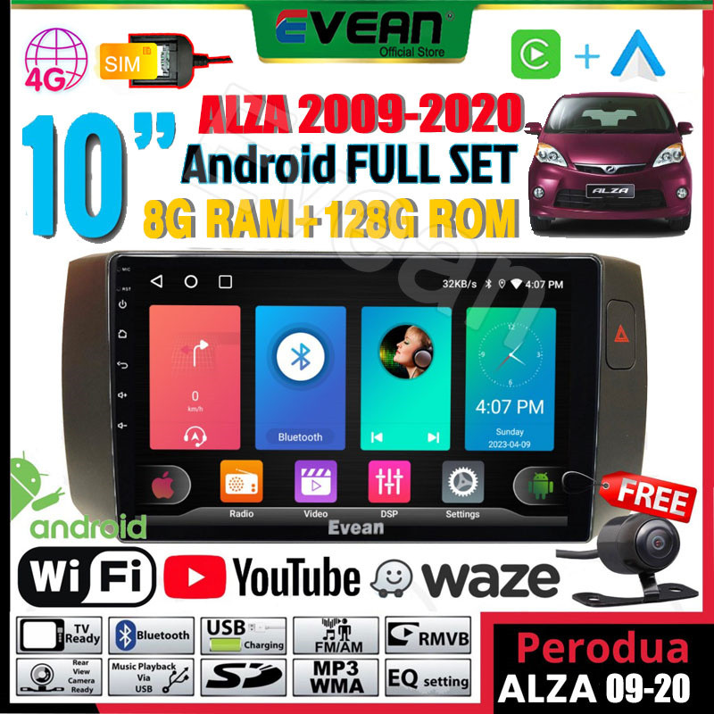 [8+128G 4g Sim ]Perodua Alza 2009-2020 10"เครื่องเล่นAndroidในรถยนต์Octa QLED Android 14 วิทยุติดรถย