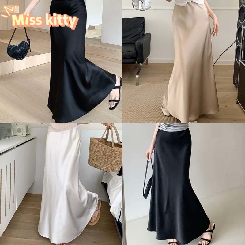 Miss Kitty🔥พร้อมส่ง🔥 กระโปรงขายาว สีพื้น เรียบหรูดูแพง ยืดกำลังดี ใส่สบาย "3117"