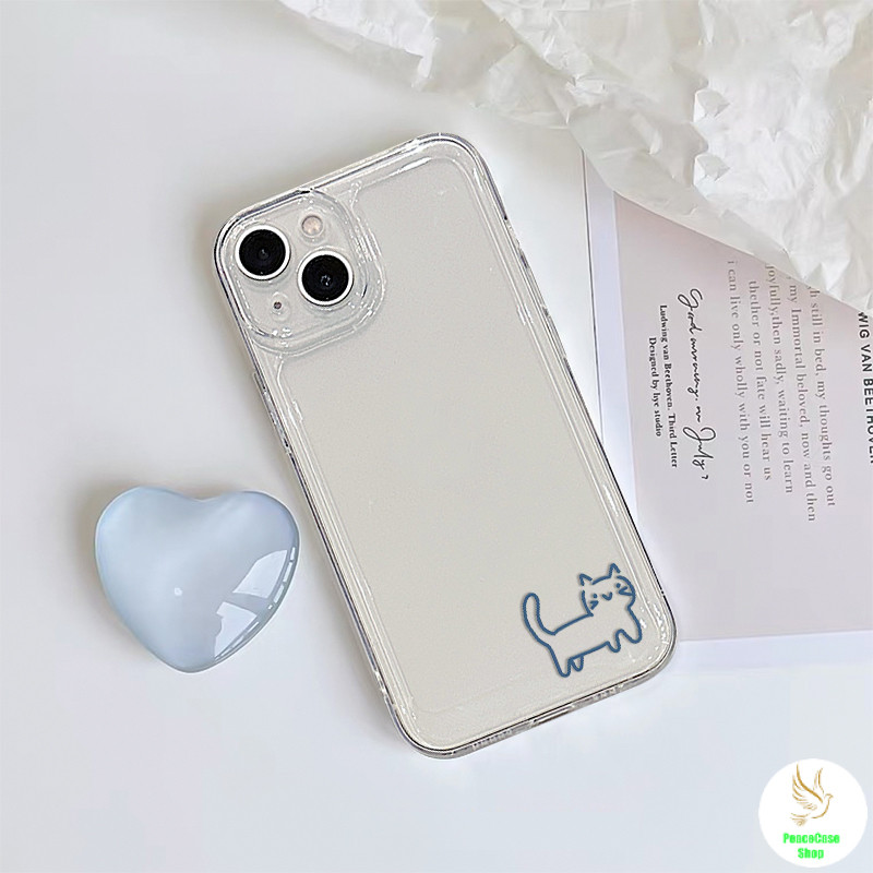 COD-ในไทย เคสน่ารัก ลูกแมวเส้นเรียบง่าย สําหรับ iPhone 7 8 X 11 12 13 14 15 TPUกันกระแทก เคสโทรศัพท์ซิลิโคนโปร่งใสUnisex