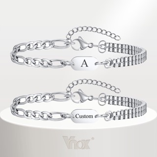 Vnox Simple Personlized Initial AZ Chain Bracelet for Men, S…