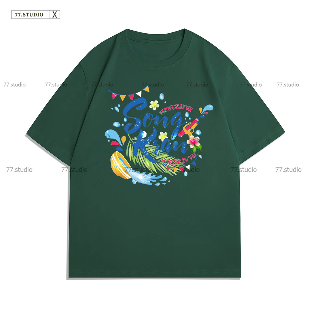 COD（Songkran 2025）oversized T-shirt💐เสื้อยืดสงกรานต์🔫 ผ้าเนื้อนุ่ม เสื้อยืดแห้งไว สวมใส่สบาย แขนสั้น ญ-ช ใส่ได้ S-3XL รูปที่ 6