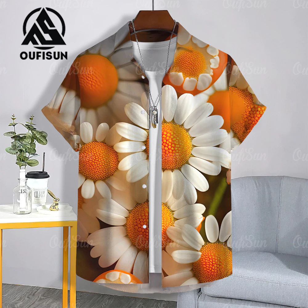 เสื้อเชิ้ตฮาวายแขนสั้น พิมพ์ลายดอกไม้ ผ้าแห้งเร็ว thumbnail 8