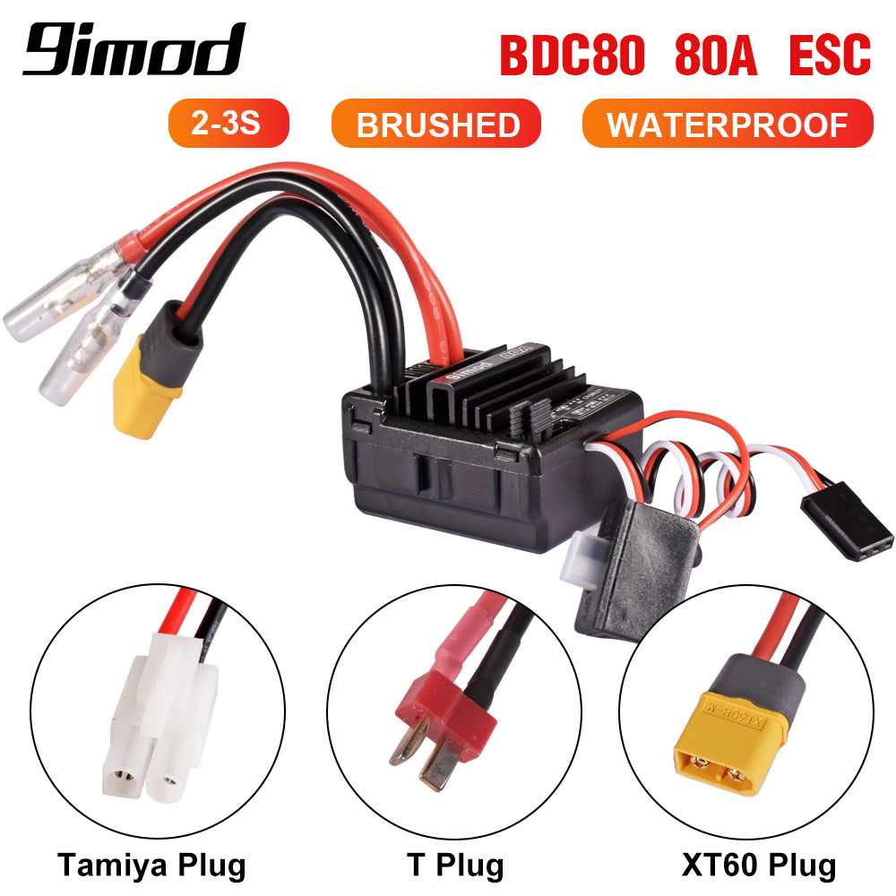 9imod Brushed ESC BDC80 80A Brushed ESC กันน้ํา 2-3S ตัวควบคุมความเร็วอิเล็กทรอนิกส์สําหรับ 1/10